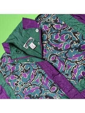 Vintage 90s Sport Essentials Windbreaker Jacket Funky Pattern Women’s Medium
